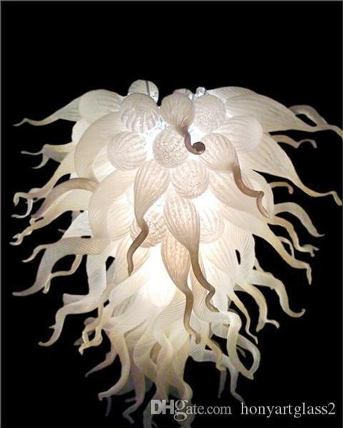 

China Factory-outlet Handmade Blown Glass Chandelier Light White Murano Glass Art Decorative Ceiling Hanging LED Chandelier