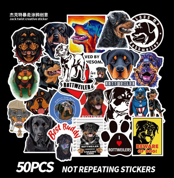 

50 pcs mixed car stickers rottweiler dog pets for skateboard laphelmet stickers pad bicycle bike ps4 notebook fridge guitar pvc decal