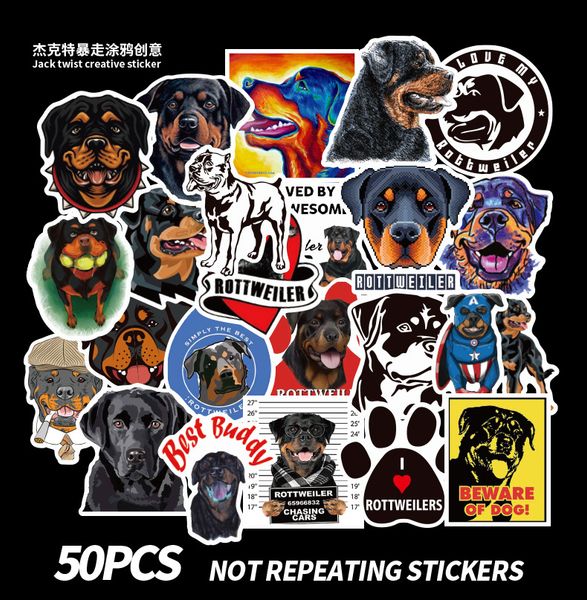 50 pcs Mixed adesivos de carro de Rottweiler cão de estimação para o skate Laptop Helmet Adesivos Pad Bicicleta PS4 Notebook Frigorífico guitarra PVC Decal