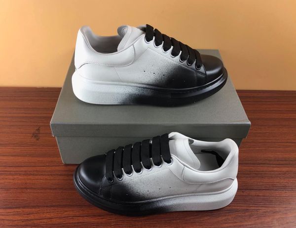 

Luxury de igner hoe over ized neaker for man women real leather refective de igner hoe fa hion ca ual italian neaker, Black