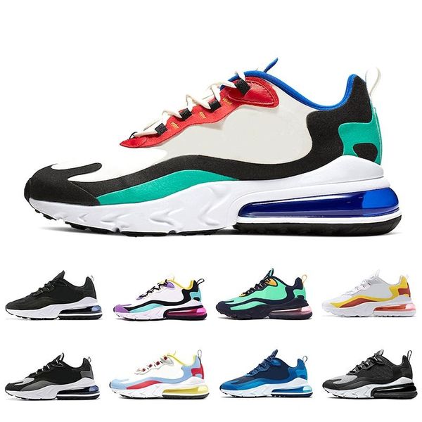 

270 react bauhaus men women cushioning running shoes optical triple black white grey hyper jade violet trainers sports sneakers 36-47