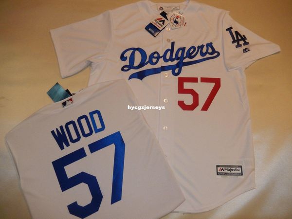 

baseball mens la #57 alex wood shirt jersey new white mens stitched jerseys big and tall size xs-6xl for sale, Black;blue