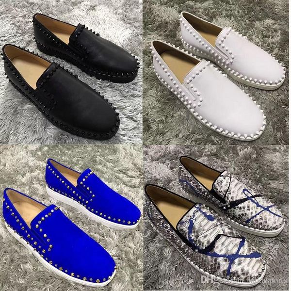 

2019 elegant gentleman party dress red bottom pik boat flats oxford shoes perfect luxury men's leisure slip on loafers sho, Black
