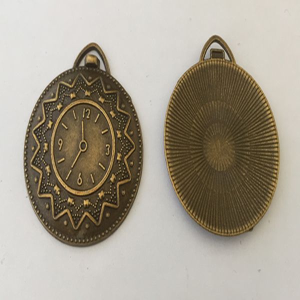 

32mmx37mm (antique bronze/antique silver) clock necklace mini pendant connector charms accessories 6pcs/lot, Bronze;silver