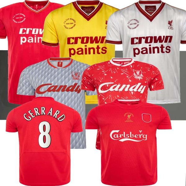 

04 05 final istanbul retro soccer jersey 8 gerrard 2005 smicer alonso hamann champion football shirts vintage 1989 91 maillot 1985 86 salah, Black;gray