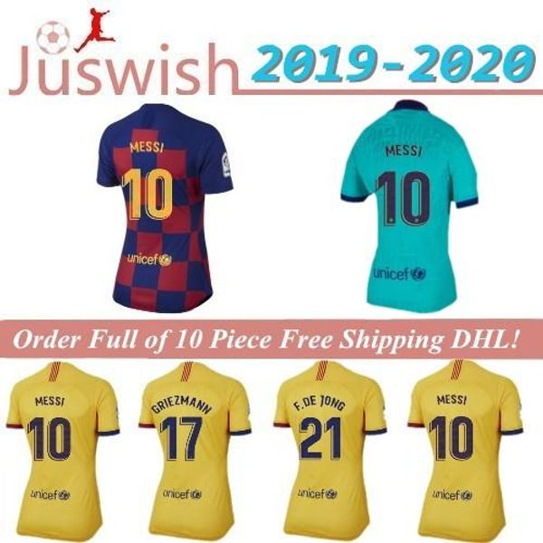 

19 20 barcelona soccer jerseys 10 messi 17 griezmann dembele suarez dembele women soccer jerseys new home away third jersey mayorista, Black;yellow