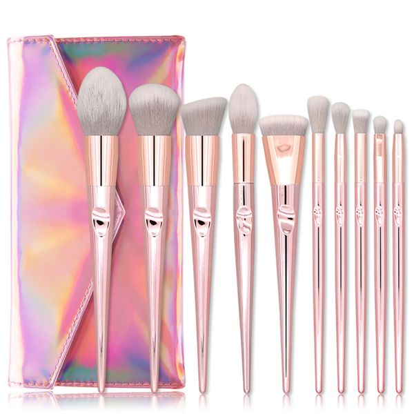 

10 pcs rose gold makeup brushes foundation powder make up brushes eyeshadow eyebrow beauty cosmetic brush kits