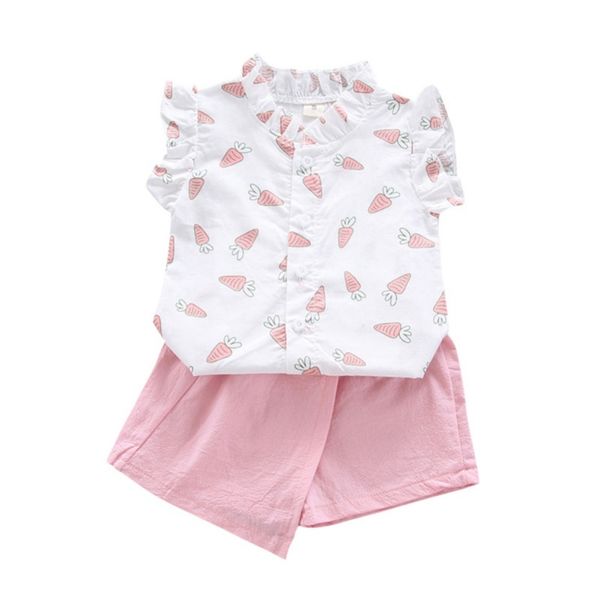 

clothing sets baby girl clothes casual fully printed carrots t-shirt shorts pants set toddler kids summer outfits cute, White