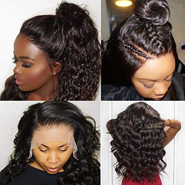 

lace front wig deep part loose wave human hair wigs with baby hair pre-plucked hairline lace front wigs for black women natural color