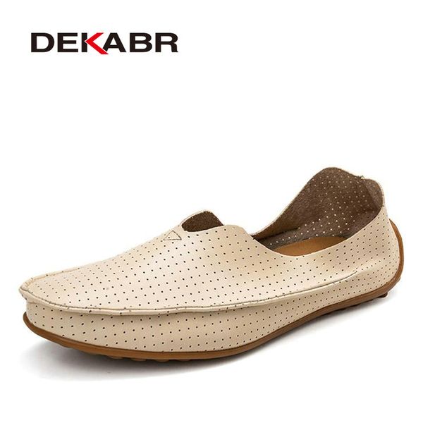 

dekabr hollow out breathable new 2019 summer split leather fashion casual shoes men lovers couple flat loafer shoes, Black