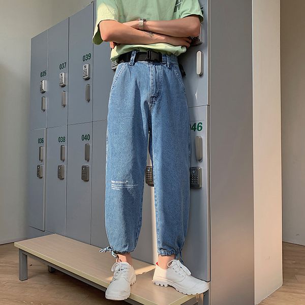 

men's jeans wholesale denim hong kong fashion brand straight loose beamed spring and autumn pants korean trendy wide leg, Blue