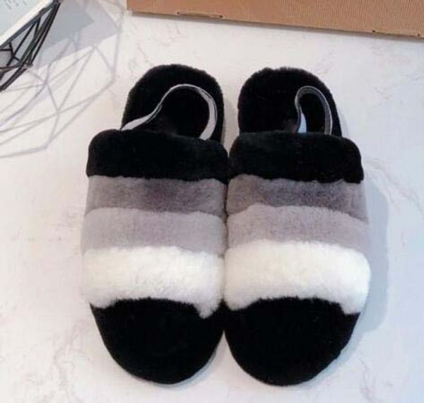 

2019 women furry slippers australia fluff yeah slide casual shoes boots fashion women sandals fur slides slippers 22, Black