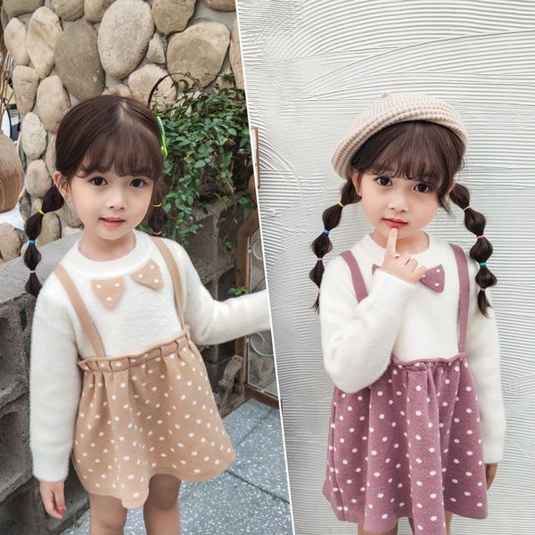

2019 wholesale girls knitted dress fashion autumn winter cotton girls dresses 1-6years, Blue