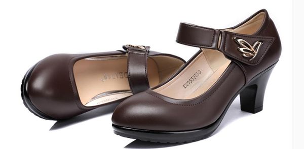 

women's shoes in spring and autumn high coarse heel round head@8117, Black