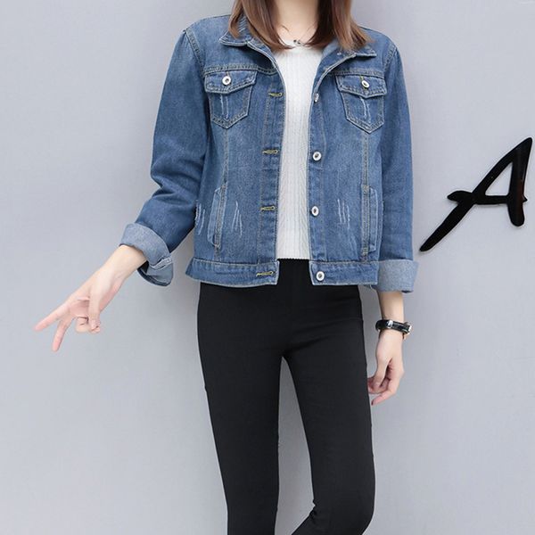 

autumn and winter women denim jacket vintage harajuku oversize loose female jeans coat solid slim chaquetas mujer, Black;brown