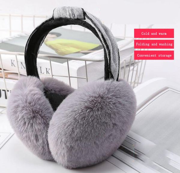 

fashion hair winter bow earmuffs women's warm earmuffs female ear warm gifts girls plush, Blue;gray