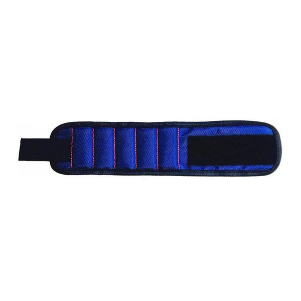 

magnetic wristband holds small metal toolsscrews nails bolts tightly while working blue