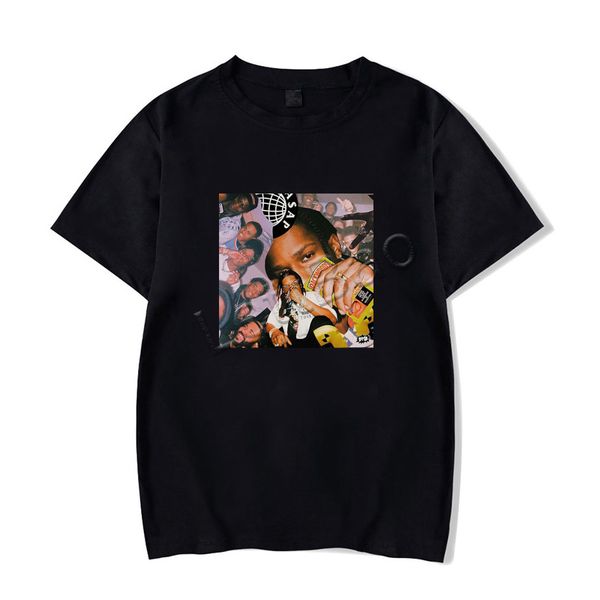 

asap rocky black men t-shirt rap hip hop injured generation tour t-shirt cotton short sleeve white tees o-neck casual clothing, White;black