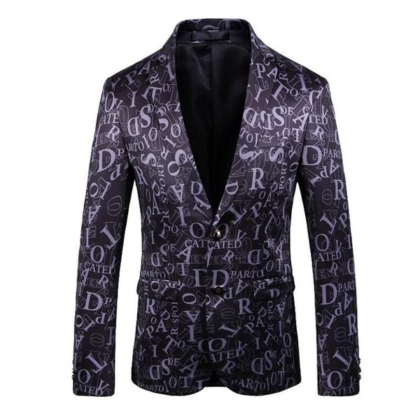 

new mens designer men clothing luxury designer mens blazer letter print jacket stylish fancy brand floral males button slim suits blazers, White;black