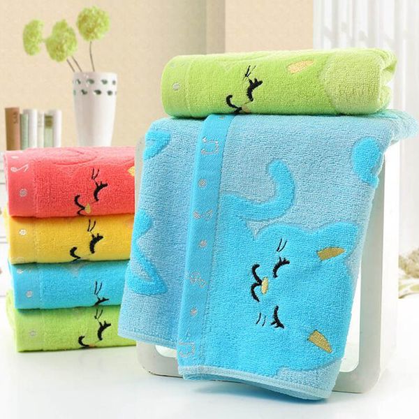 

cotton cute cartoon cat-printed baby face towel embroidery newborn towels