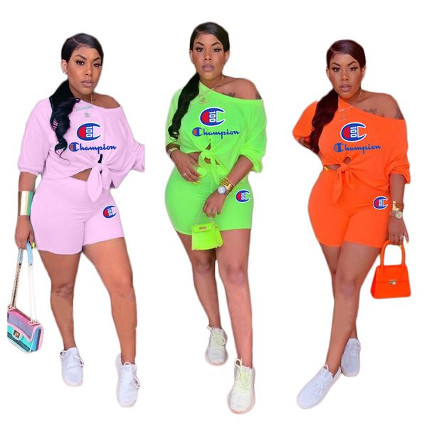 

Women champion track uit brand de igner t hirt hort 2 piece et bandage tee top hort outfit ummer woman port wear over ize a51301