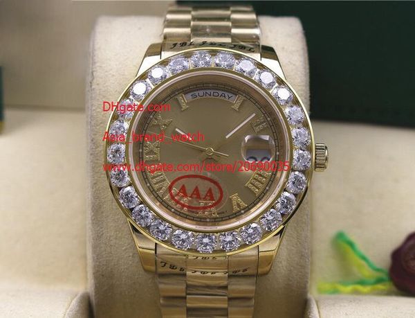 

latest version super gold dial day-date 116613 41mm president yellow gold bigger diamond automatic mens men's watch watches, Slivery;brown