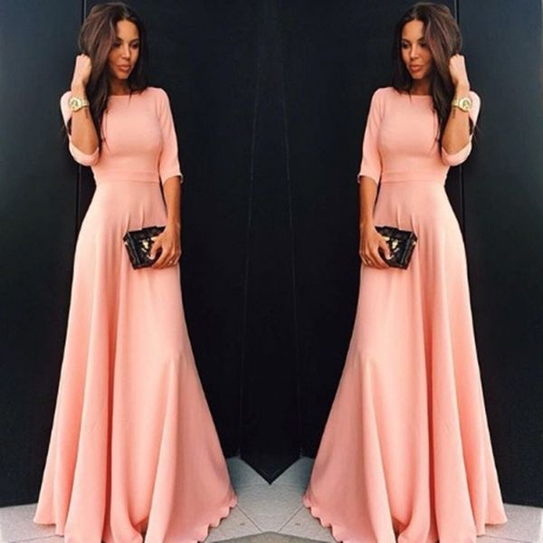 

женское дизайнерское платье с семью точками рукава сплошной цвет платья, Black;gray