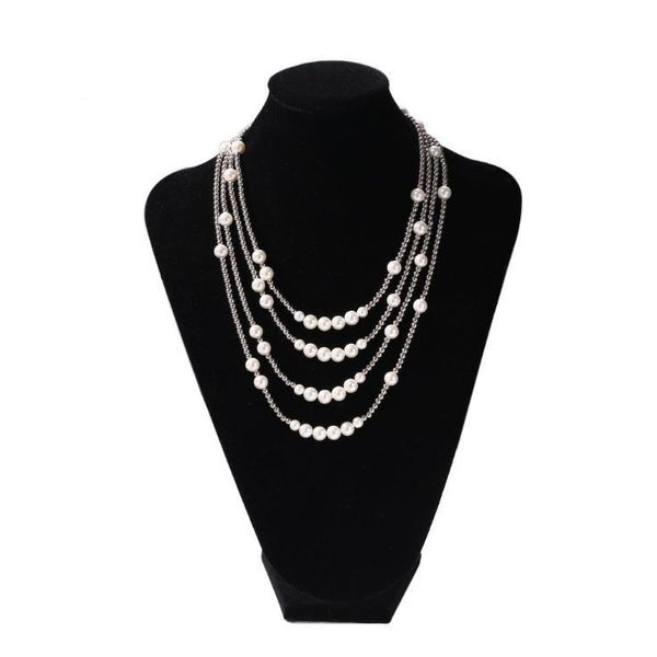 

european and american street pearl stainless steel ball mix and match hip-hop necklace wu yifan same trendy clavicle chain, Silver