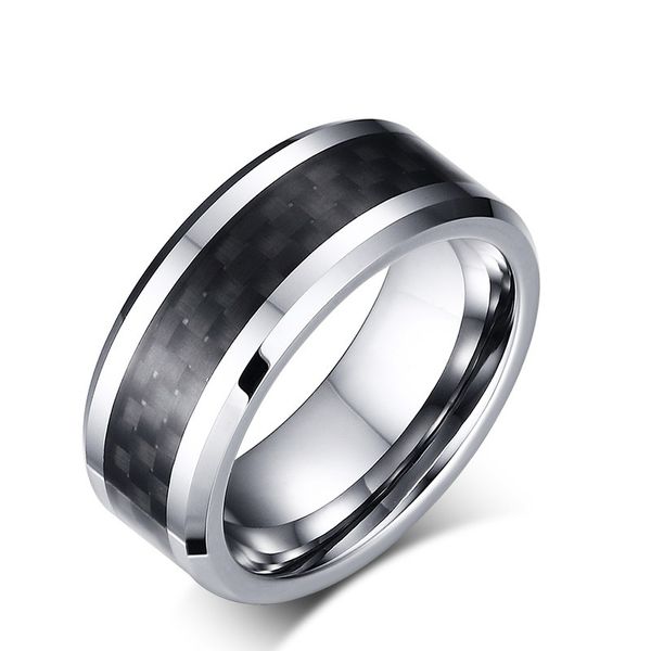 

высокое качество серый цвет мода простой мужской углеродного волокна кольца карбида вольфрама кольцо ювелирные изделия подарок для мужчин ма, Silver