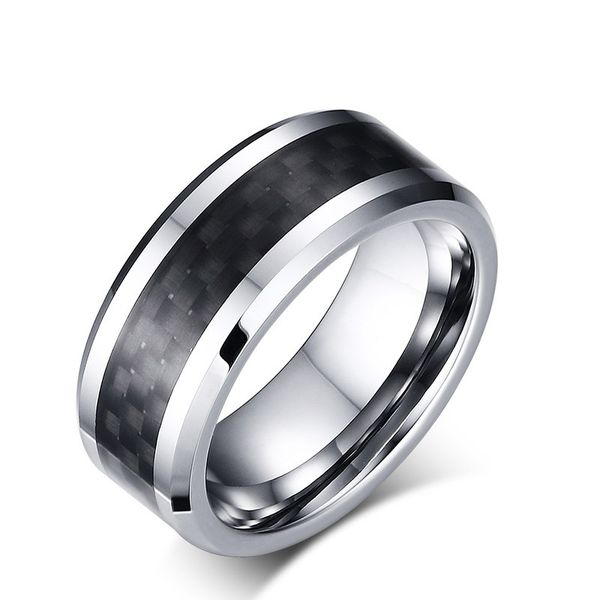 

gray color fashion simple men's carbon fiber rings tungsten carbide ring jewelry gift for men boys j002, Silver