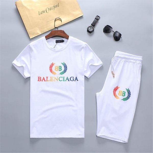 

2020 new arrivals summer mens tracksuit sleeve t-shirt and shorts casual hoodies suit sports set men's round k1, Gray