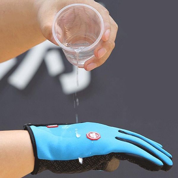 

winter women men full finger ski gloves space cotton warm bike sport gloves windproof moto bicycle cycling s21, Blue;gray