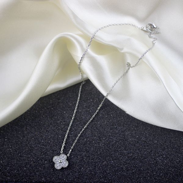 

diamond clover necklace women sterling silver necklaces female charm party wedding gift jewelry 45cm
