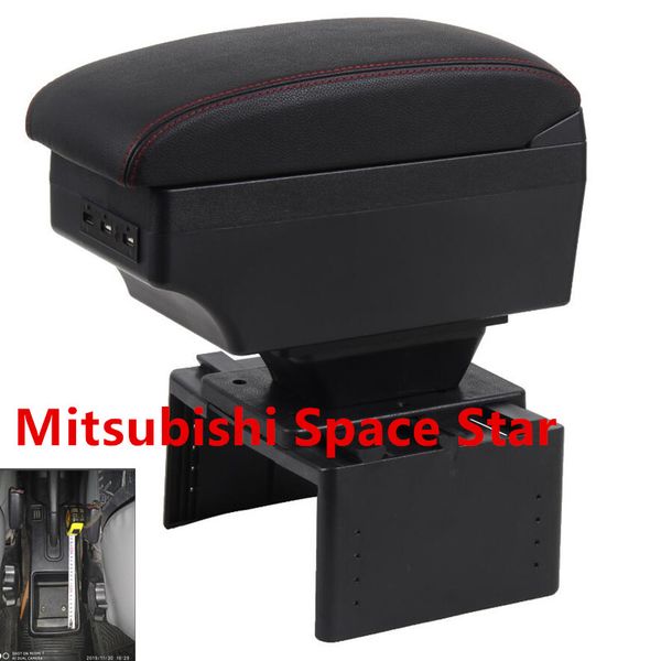 

for mitsubishi space star armrest box usb charging heighten double layer