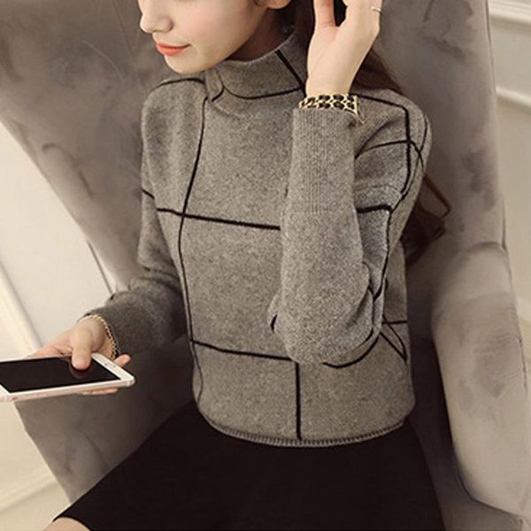 

new sweater women winter autumn knitted sweater warm thincken turtleneck pullover long sleeve fashion stripe womens sweaters, White;black