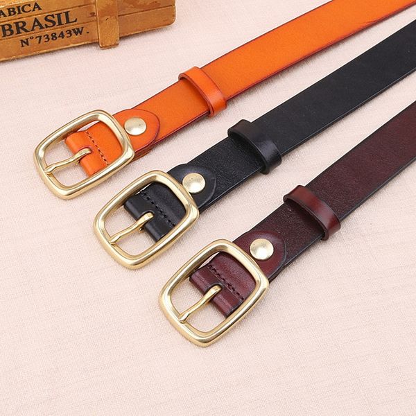 

belt and jeans layer cowhide casual all-match genuine leather belt decorative pure copper pin buckle jeans with fashionable width, Black;brown