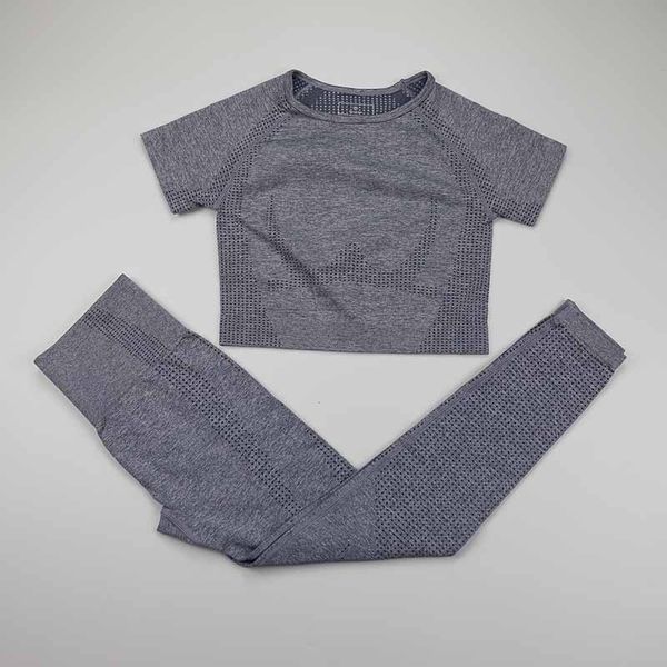 

2 piece vital seamless sport suit women gym workout clothes short sleeve fitness crop high waist yoga set