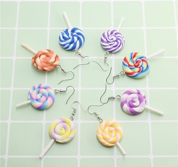 

imayson funny candy daub lollipop sweet cute new korean earrings for women girl colorful candy stud dangle drop boucle d'oreille, Silver