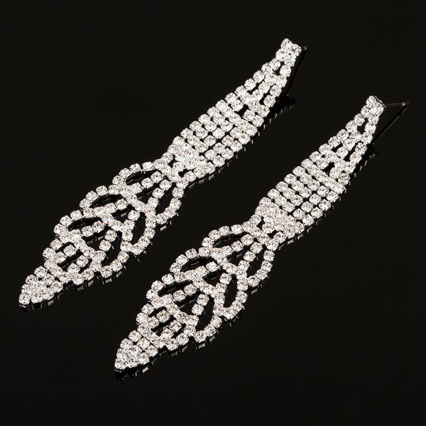 

earrings exaggeration long fund trend personality alloy point drill tassels eardrop ear nail earring product woman, Golden