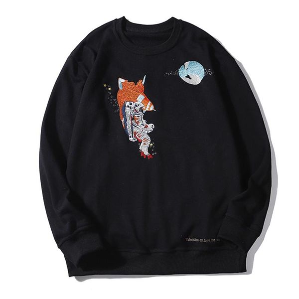 

роскошная мужская толстовка вышивки случайные хлопка hole hoodie тавра женщин людей фуфайки 2 цвета, Black