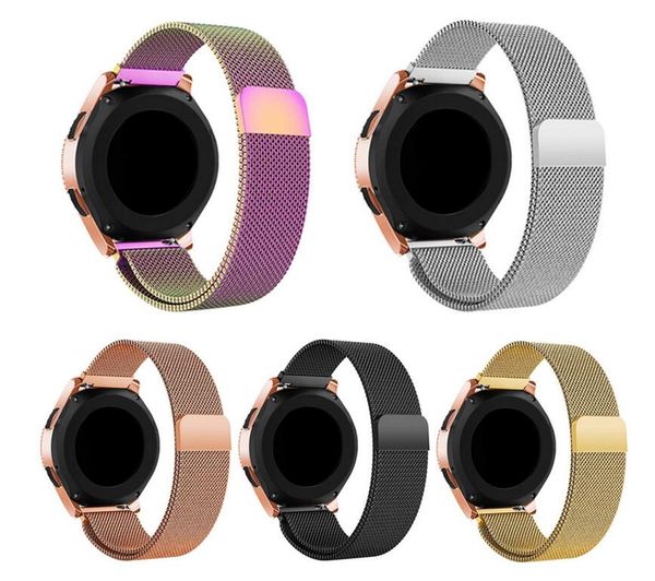 Banda de relógio de aço inoxidável Milanese Loop Watch Strap Quick Release pinos para relógios Samsung Gear S3 S2 22mm / 20mm