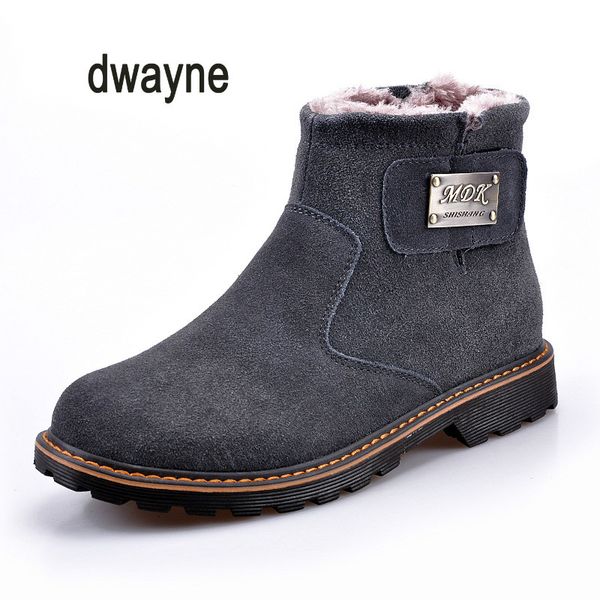 

dwayne 2018 winter leather snow boots men's fur one men's casual warm short cotton boots shoes 38-44, Black