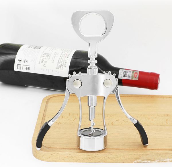 

professional stainless steel wine bottle opener handle pressure corkscrew red wine opener kitchen accessory bar tool 301-0653