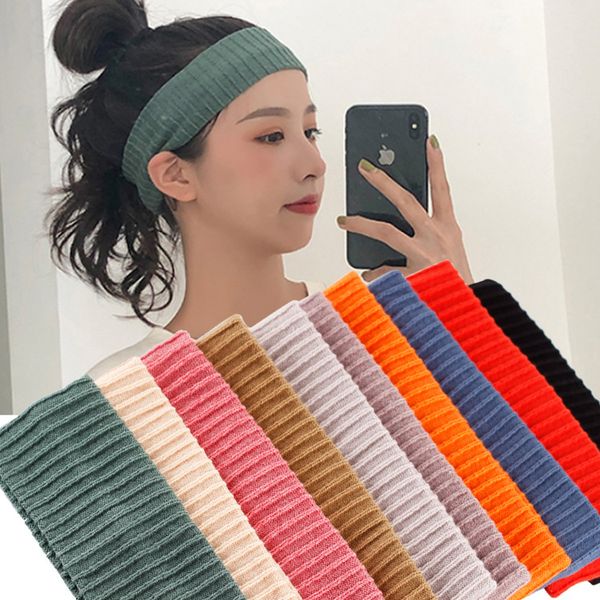 

women luxury designer headbands braided elastic hair band solid color basic sports casual sweat-absorbent turban headbands, Silver