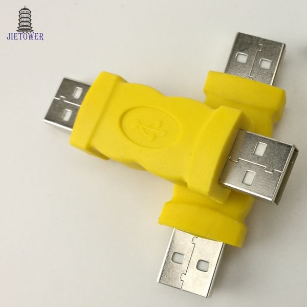 

usb connector yellow color new usb 2.0 a male plug to a male plug adapter usb m/m converter