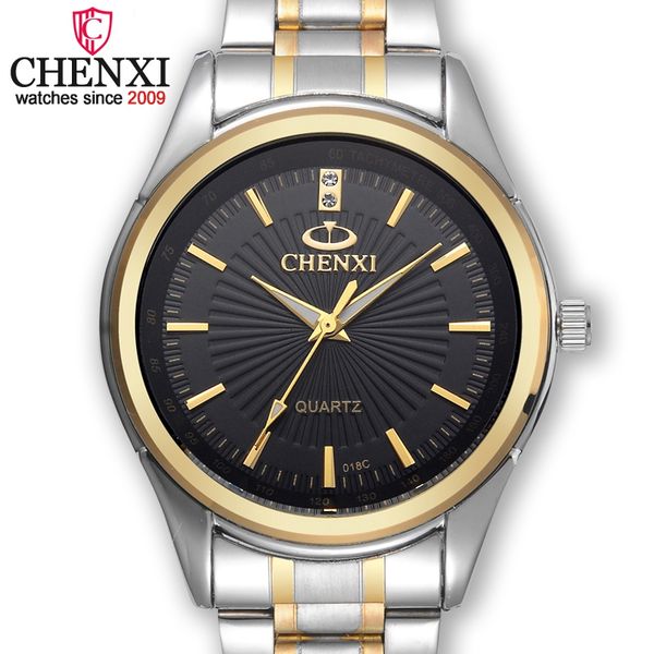 

chenxi 2018 brand business men male luxury watch casual full steel wristwatches quartz watches relogio masculino, Slivery;brown