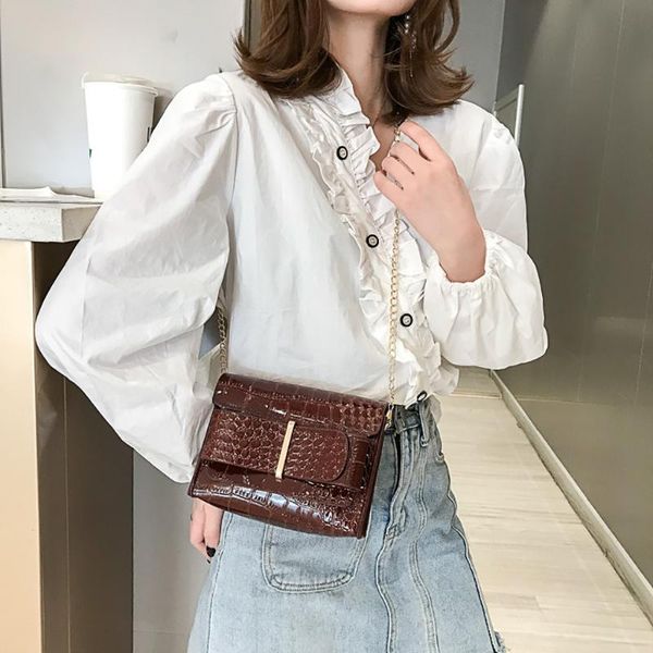 

women wild leather messenger bag solid color chain women handbags crossbody shoulder small bag shoulder torebki damskie