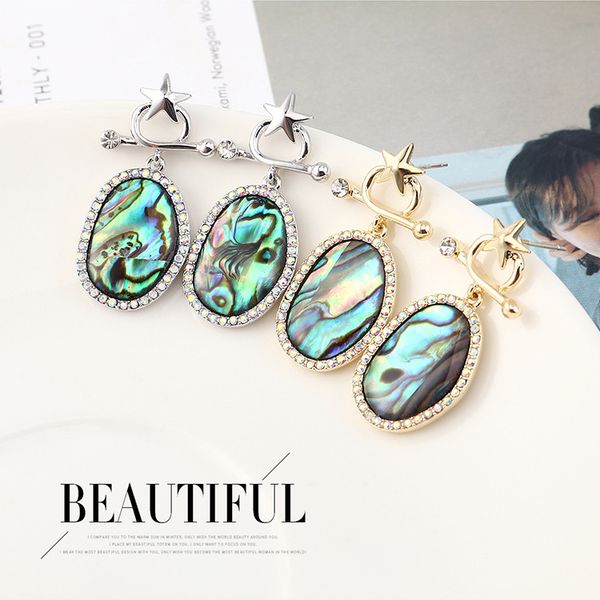 

korea earrings simple fashion deep blue shell eardrop female starfish earrings allergy prevention s925 silver needle