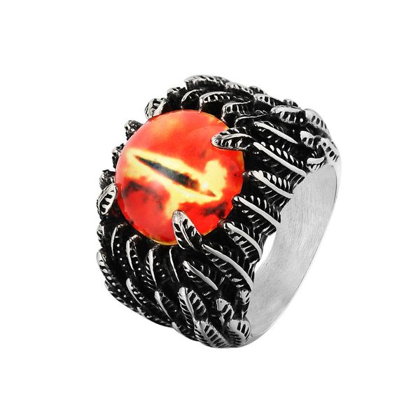 

hf535 amazon selling fashion and personality red eye demon eye of the titanium steel ring fashion man rings wholesale, Silver