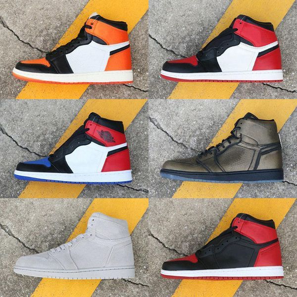 

new 1 1s high og kids men basketball shoes satin black toe unc mocha shattered backboard fearless court purple mens athletic sports sneakers